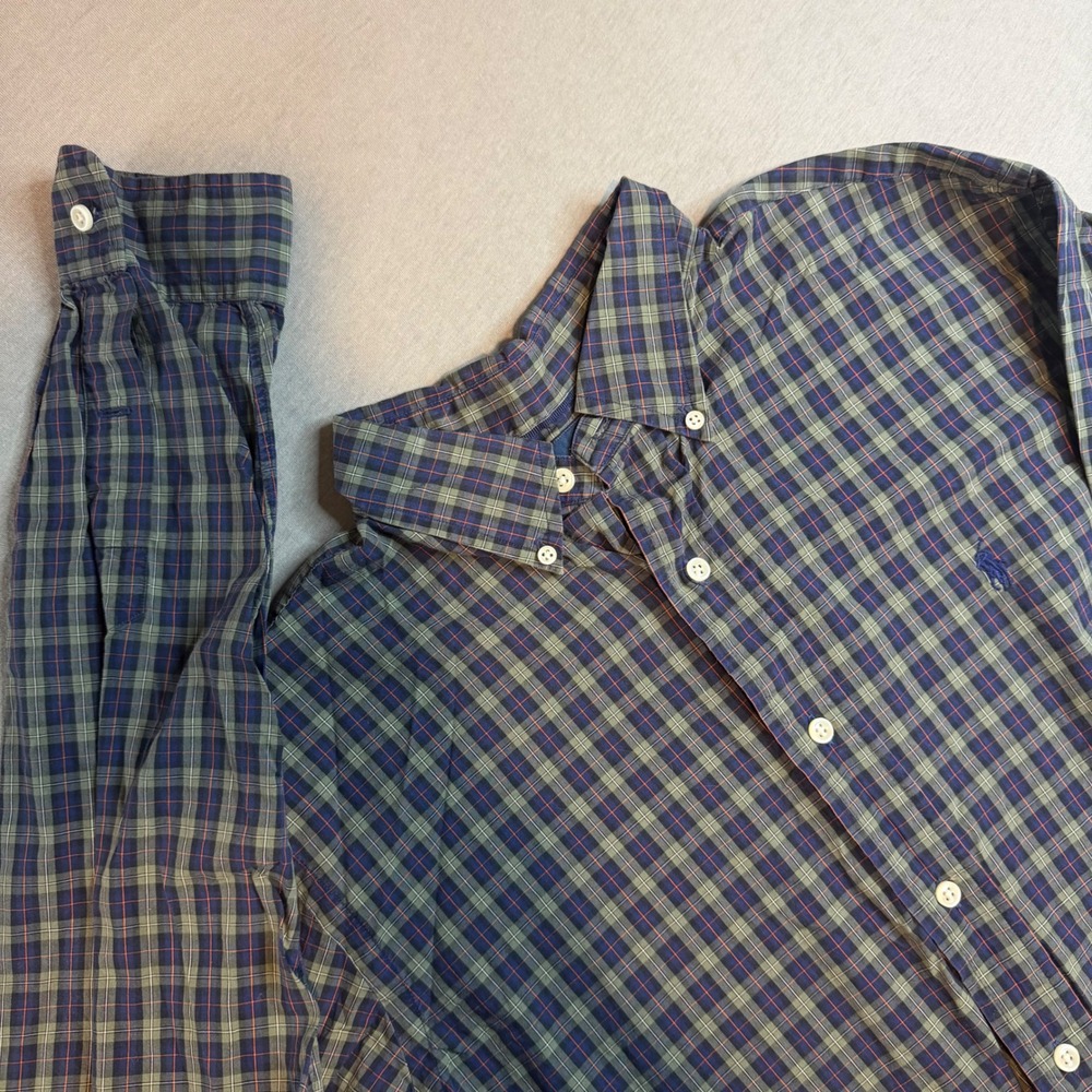 Ralph‎ Lauren Classic Fit Plaid Button Down Shirt Mens Large Blue Green Cotton